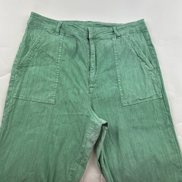 Kut from the Kloth Seafoam Green Linen Blend High Rise Cropped Pant 12 - Picture 2 of 6